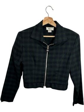 Vintage Rikki J USA Blackwatch Plaid Cropped Zip Jacket S Orig. Retail $95